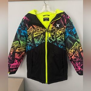 Hurley Kid’s large jacket black and neon excellent condition
